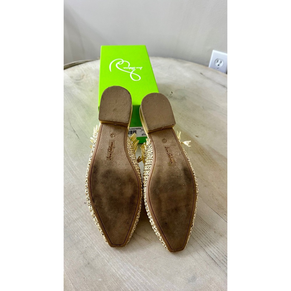 Sam Edelman Reeta Gold Raffia Woven Fringe Pointed Toe Mules 8.5 M 19627F290 - Picture 5 of 6